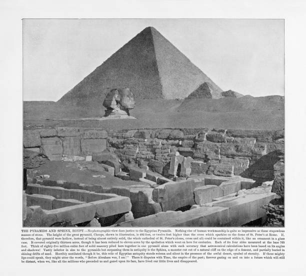 istock Antique Egypt Photograph: The Pyramids and Sphinx, Cairo, Egypt, 1893 673199130