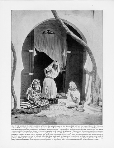 Antique African Photograph: Group of Moorish Women, Algeria, Africa, 1893. Source: Original edition from my own archives. Copyright has expired on this artwork. Digitally restored.
