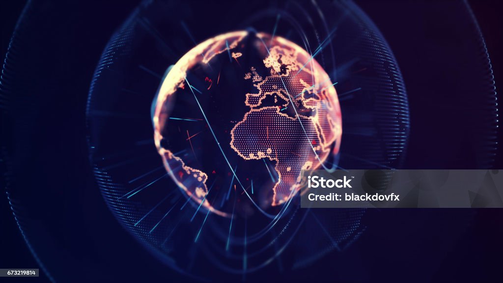 Digital design of a global network Globe - Navigational Equipment Stock Photo