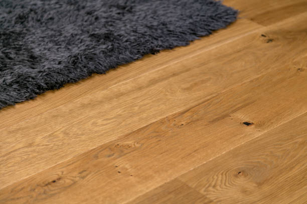 istock Luxury carpet on laminate wood floor 673222818
