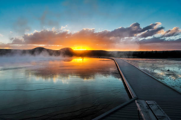 istock Sunset at Grand Prismatic Spring Yellowstone National Park 673229776