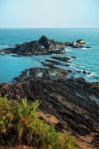 Reefs near the shore. India, Gokarna, Om Beach