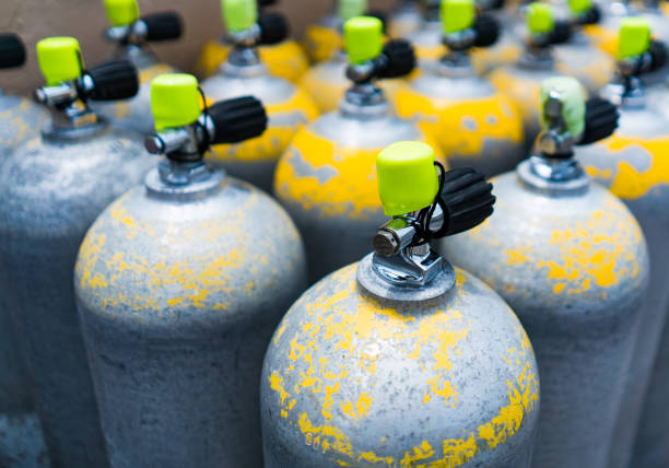 istock Scuba Oxygen tanks for diving 673233948