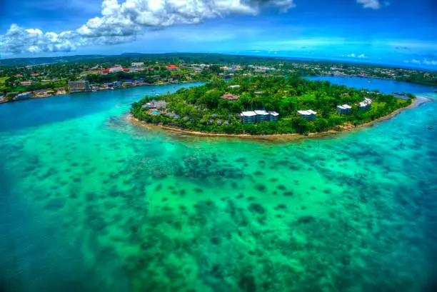 Vila, Vanuatu is one of the best ports of calls in the South Pacific that cruise lines visit. I taken the opportunity to take a Shore Excursion, which got me into a helicopter flying over Port Vila. Got some amazing shots of the lagoons and the coral reef.