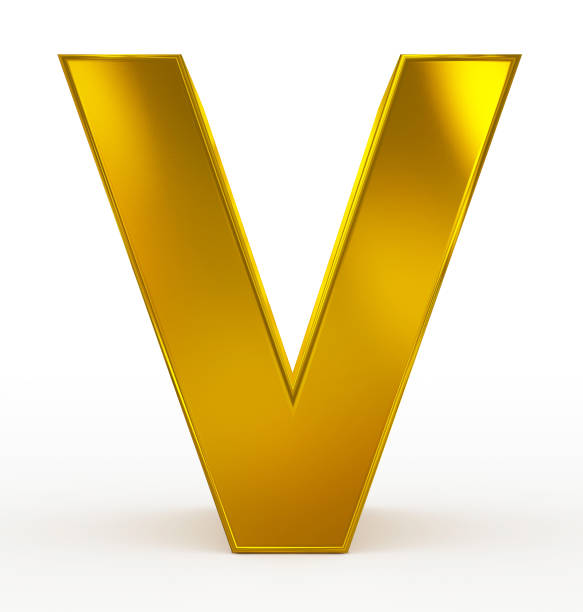 istock letter V 3d golden isolated on white 673234900