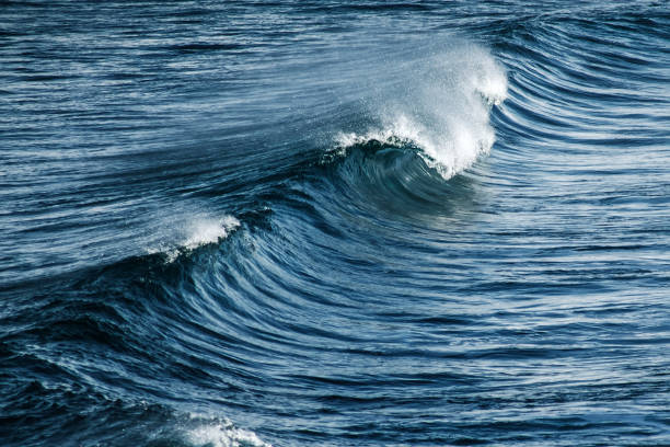 istock Big stormy ocean wave. Blue water background 673237160