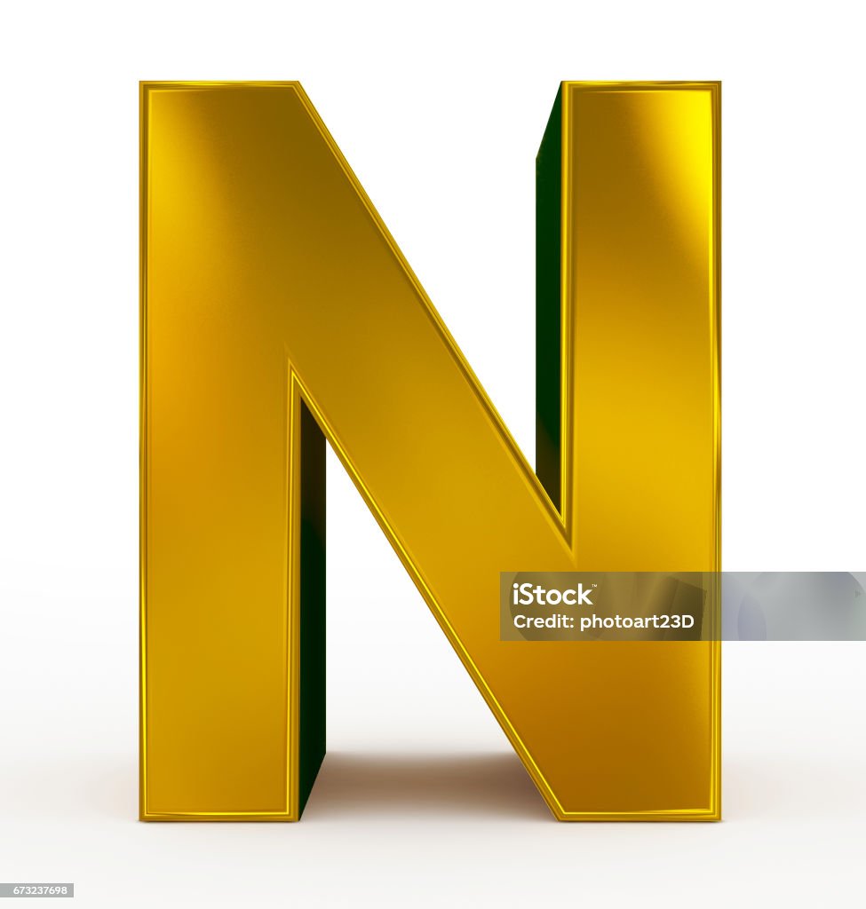 Chữ N 3d Vàng Cô Lập Trên Màu Trắng Hình ảnh Sẵn có - Tải xuống ...