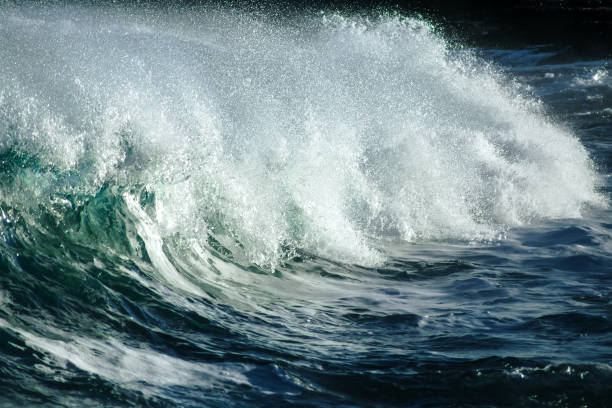 istock Big stormy ocean wave. Blue water background 673237772