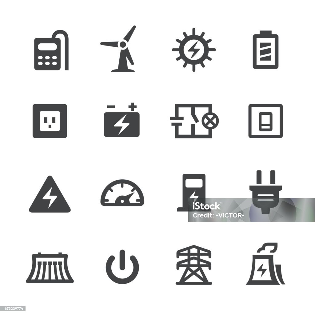 Electricity Icons Set - Acme Series Electricity Icons Icon Symbol stock vector