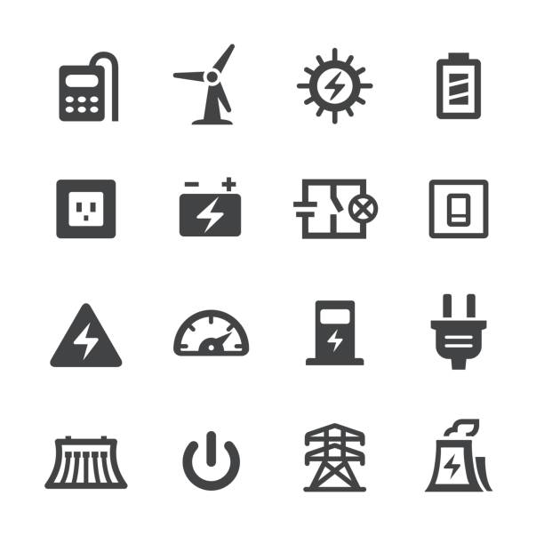 Electricity Icons Set - Acme Series Electricity Icons electrical outlet white background stock illustrations