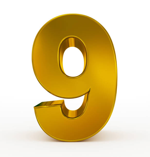 istock number 9 3d golden isolated on white 673241786