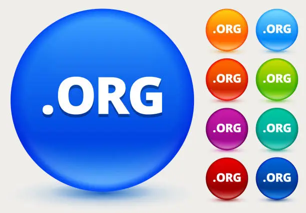 Vector illustration of .org Icon on Shiny Color Circle Buttons