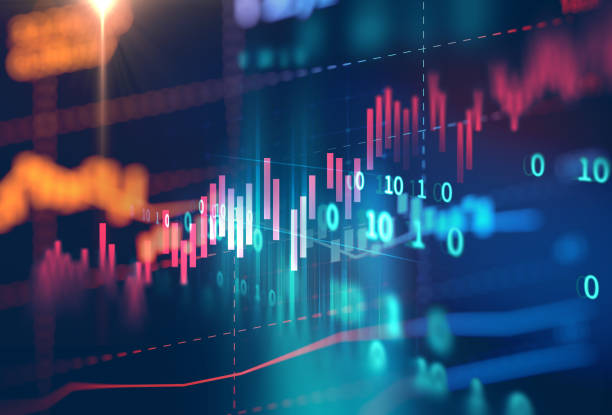 technical financial graph on technology abstract background - stock certificate finance business wealth imagens e fotografias de stock