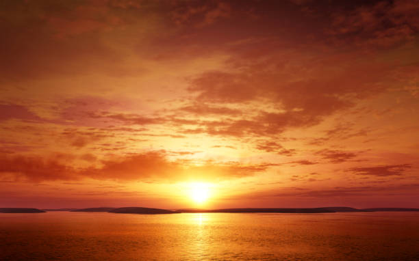 istock Beautiful sunset. Photo real 3d illustration 673269228