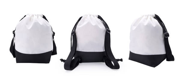 istock White fabric bag and rope on isolated background with clipping path. 673282446