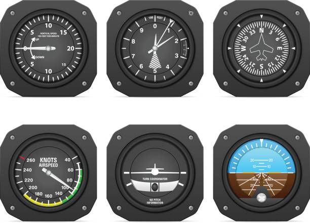 ilustrações de stock, clip art, desenhos animados e ícones de flight instruments - cockpit dashboard airplane control panel