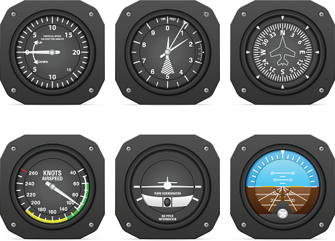 Flight instruments on a white background.