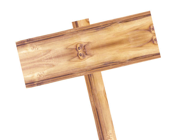 istock Old wooden sign isolated 673294458