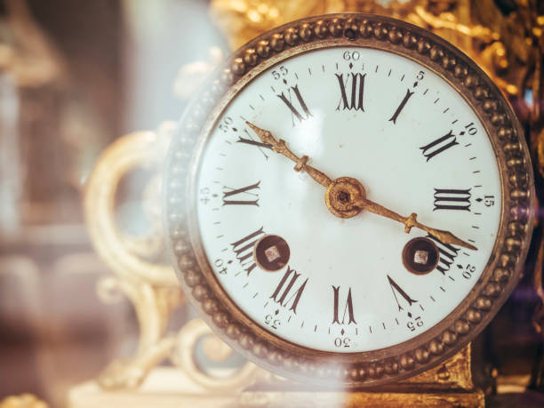 Vintage Victorian Old Clock Face with Roman Numerals Gold antique collection