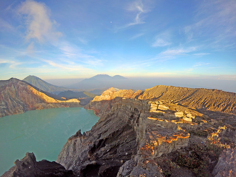 Kawah Ijen, sulfur lake in volcanic crater in East Java, Indonesia