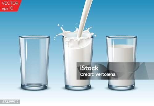 grand verre de lait et petit verre d'illustration vectorielle de