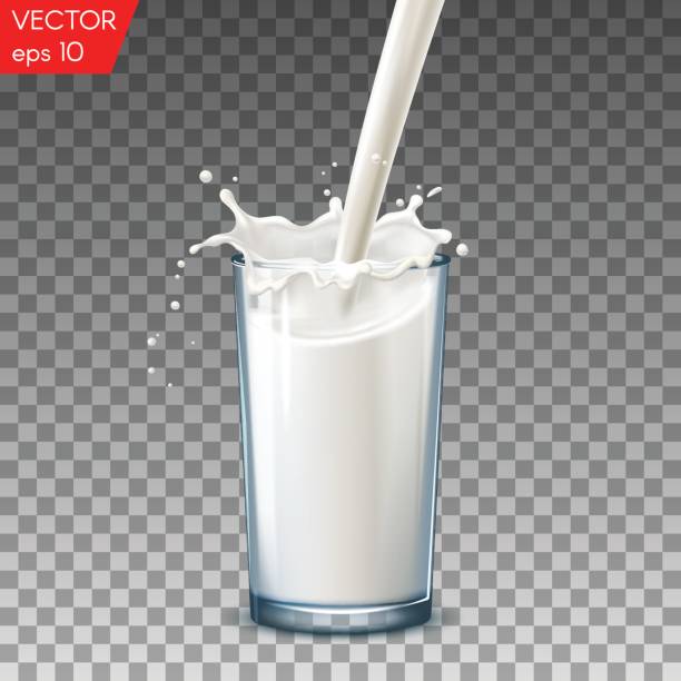 реалистичный стакан залить молоком всплеск, на прозрачном фоне. - dairy farm liquid food and drink splashing stock illustrations