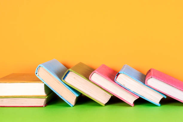 istock Set of colored books on bright colorful background. Back to school 673302010
