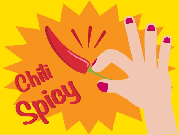 ręka trzymać czerwony pepper.chili pikantny koncepcja verter - chili pepper spice thailand food stock illustrations