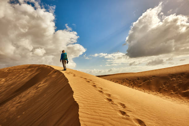 verkennen van de woestijn - gran canaria stockfoto's en -beelden