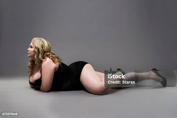 Plus Size Model With Big Breast In Underwear Stock Photo - Download Image Now - Women, Sex Symbol, One Woman Only