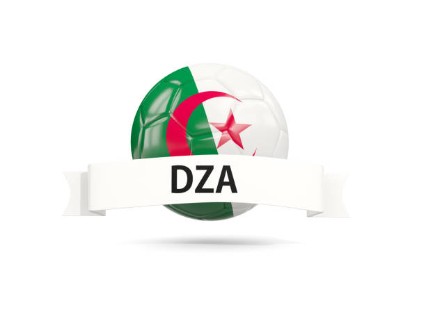 piłka nożna z flagą algierii - soccer soccer ball symbol algeria stock illustrations