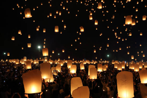 istock Floating lantern festival in Thailand 673331240