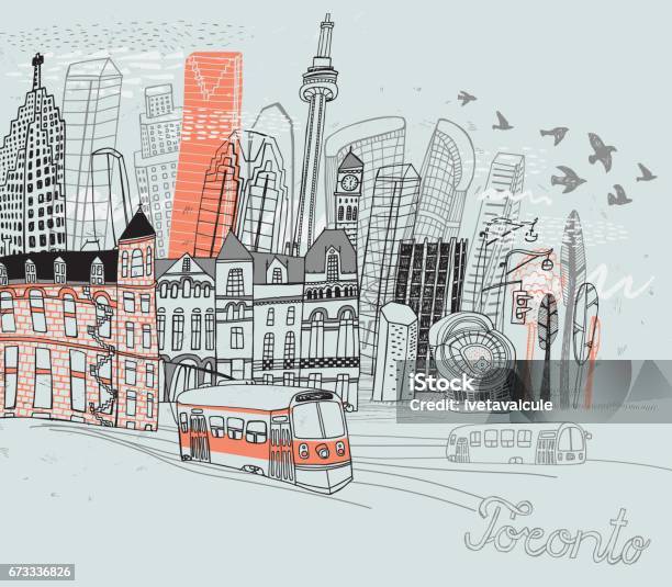 Toronto City In Canada Stock Illustration - Download Image Now - Toronto, Illustration, Canada