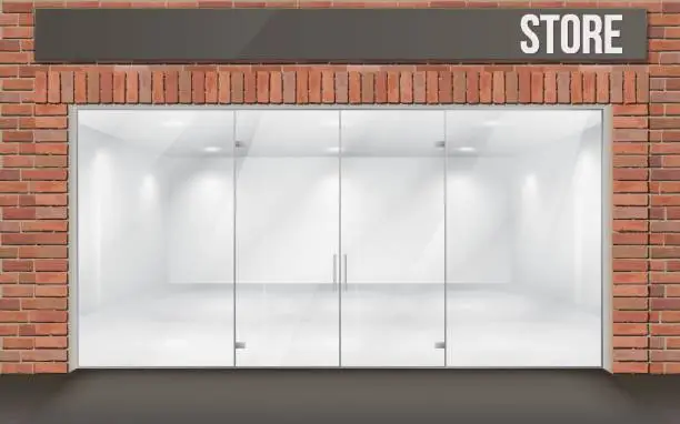 Vector illustration of brick store front with big window