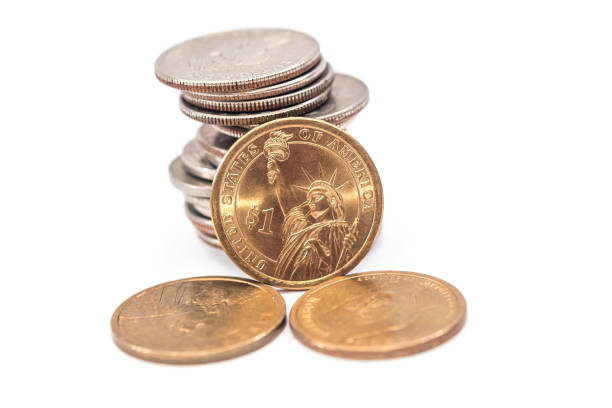 istock usa coin isolated on white. close up. 673348100