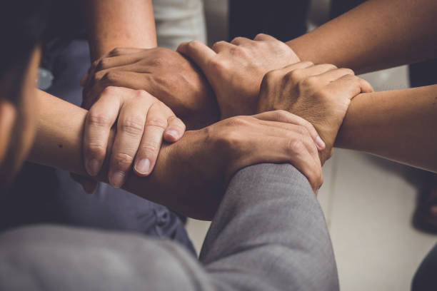 istock Hands were a collaboration concept of teamwork 673361022