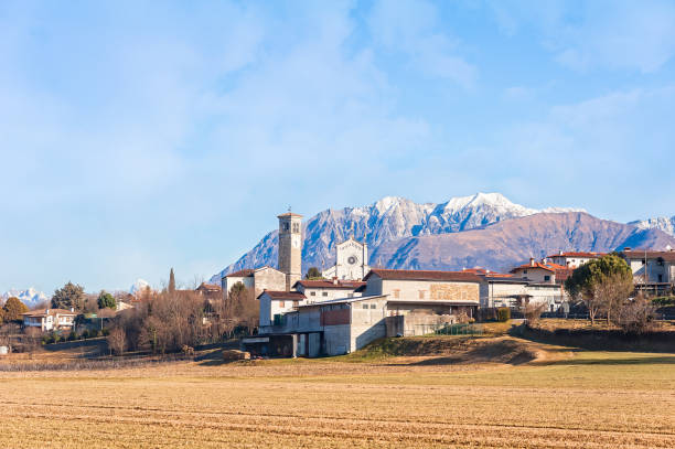 istock Rural landscape with mountains and blue sky. 673361732