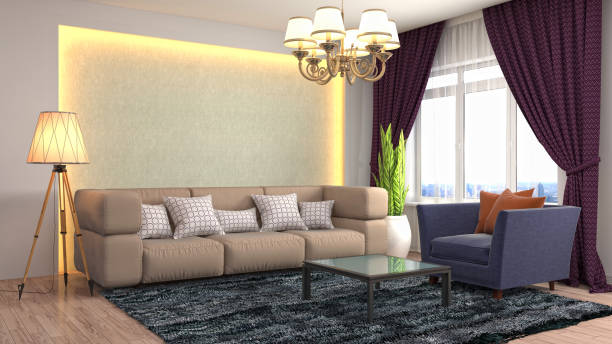 istock Interior living room. 3d illustration 673367928