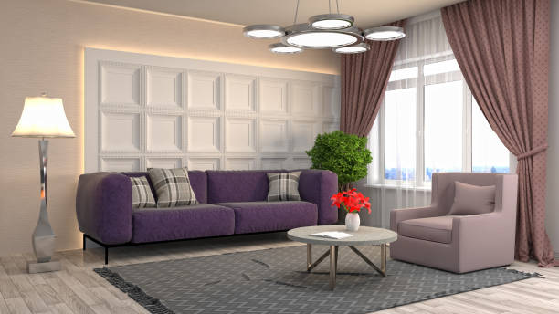 istock Interior living room. 3d illustration 673368106