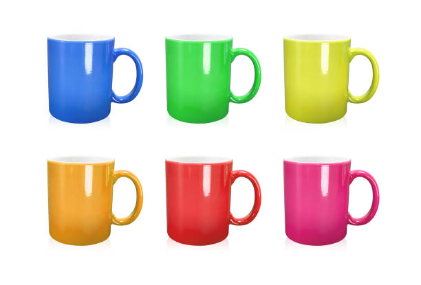 istock Colorful mugs on isolated background with clipping path. 673378676