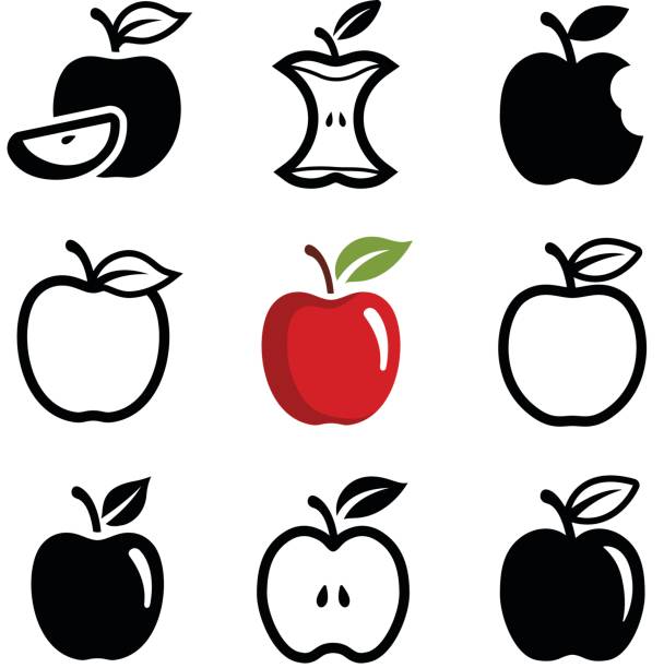 ilustraciones, imágenes clip art, dibujos animados e iconos de stock de apple - apple