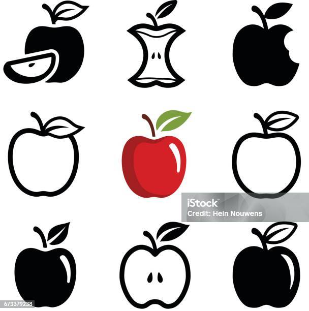 Apple Stock Illustration - Download Image Now - Apple - Fruit, Icon Symbol, Healthy Eating