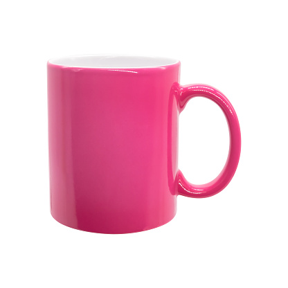 Pink mug on isolated background with clipping path.