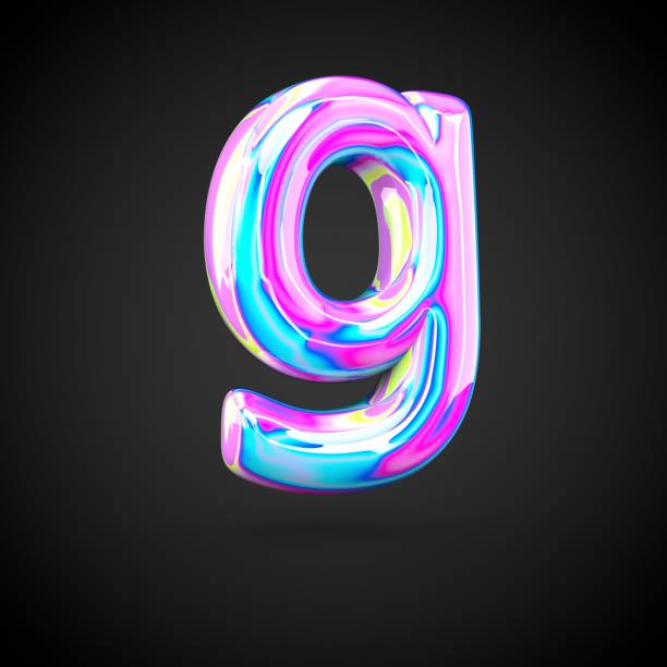 istock Glossy holographic alphabet letter G lowercase isolated on black background. 673382190