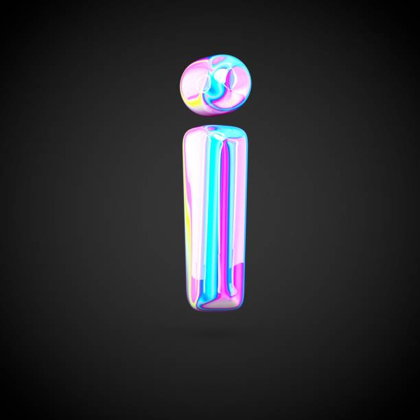 istock Glossy holographic alphabet letter I lowercase isolated on black background. 673382320