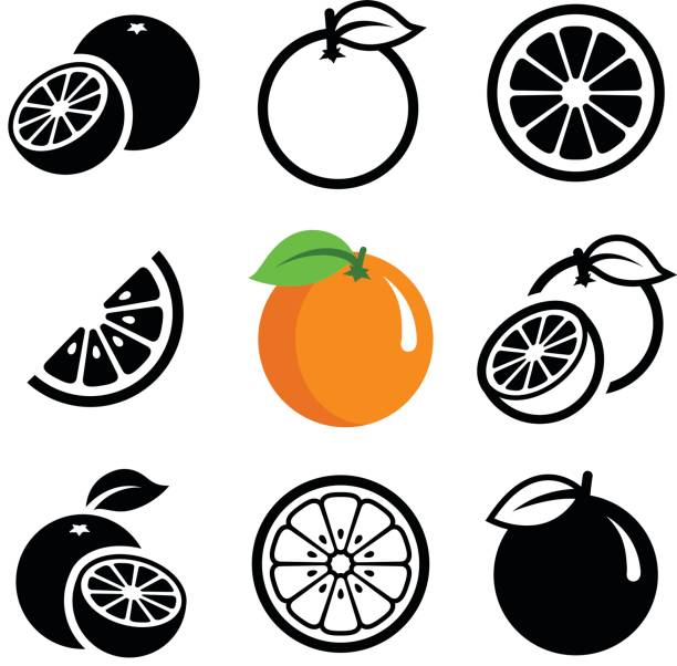 orange fruit  - fruit icons stock-grafiken, -clipart, -cartoons und -symbole