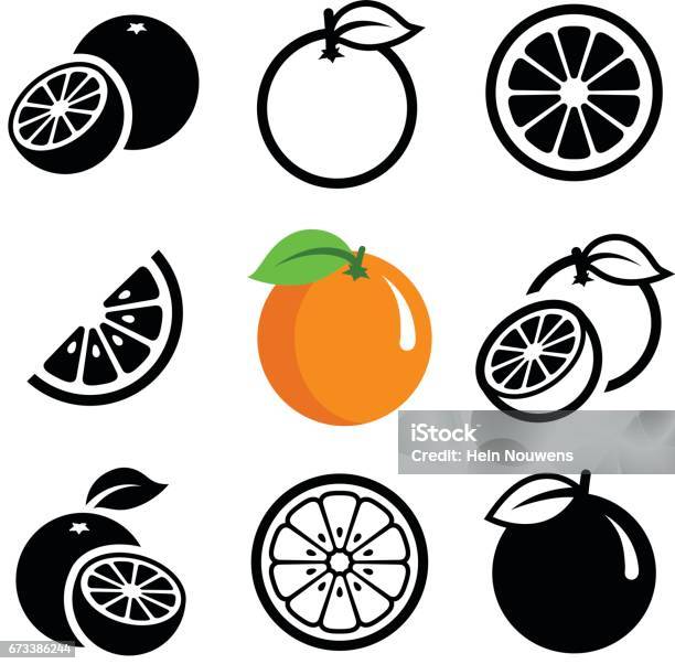 Orange Fruit - Arte vetorial de stock e mais imagens de Laranja - Citrino - Laranja - Citrino, Laranja - Cores, Símbolo de ícone
