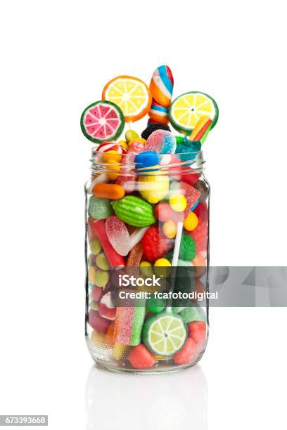 Candy Jar On White Background Stock Photo - Download Image Now - Candy Jar, Candy, Jar