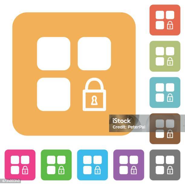 Lock Component Rounded Square Flat Icons Stock Illustration - Download Image Now - Applying, Arrangement, Attached