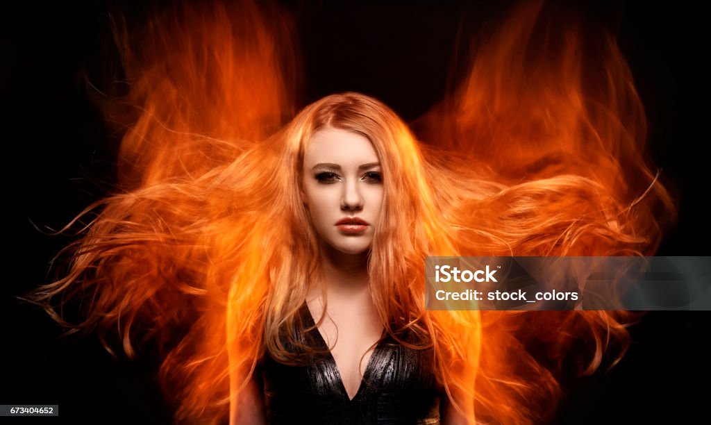 Fashionable Fire Woman Stock Photo - Download Image Now - Women, One Woman  Only, Fire - Natural Phenomenon - iStock